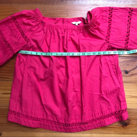 Crown & Ivy Fuschia Boho Peasant Top Bell Sleeves, EUC, M - Picture 7 of 15